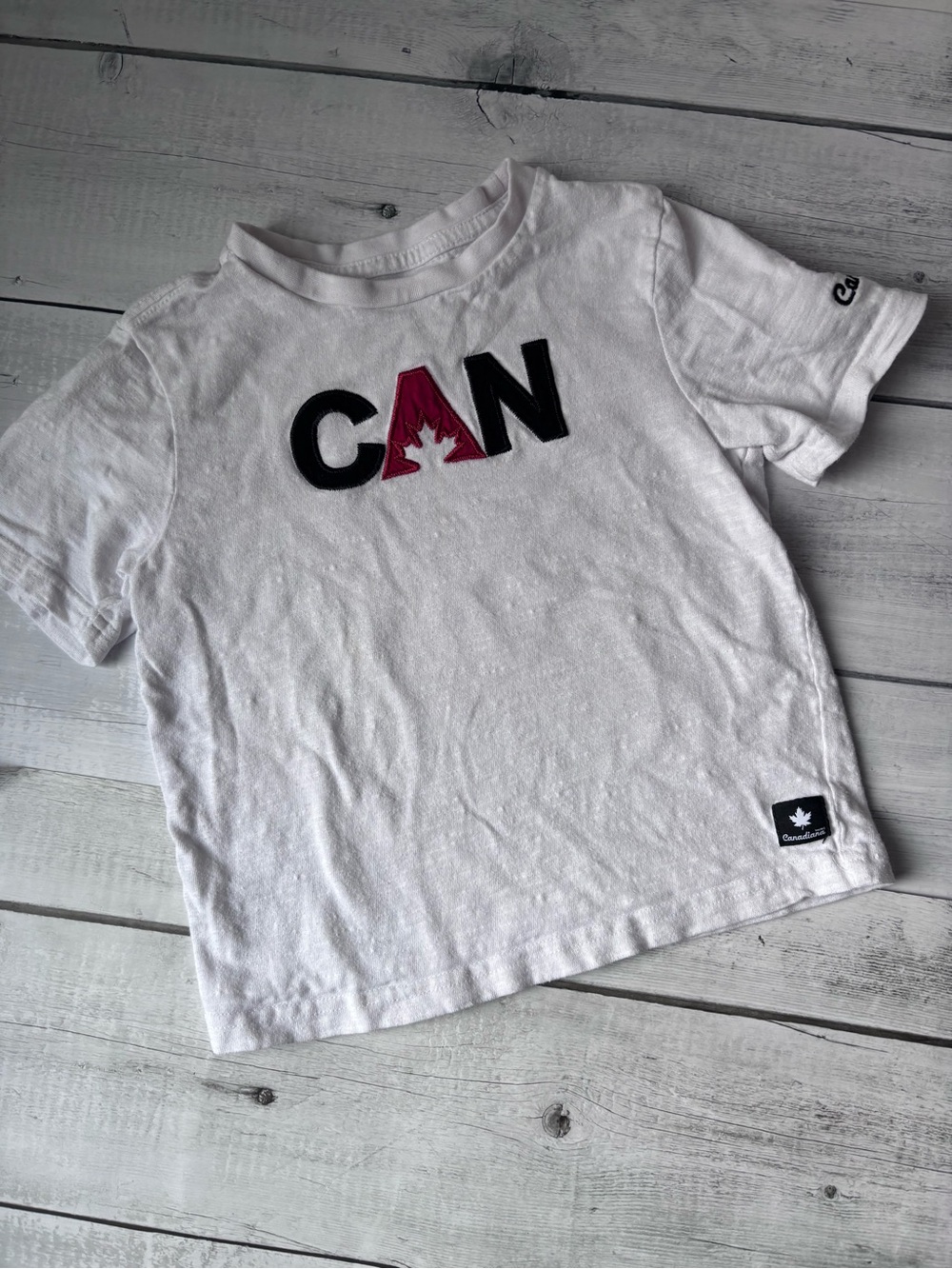 5/$25 Kids White Canadiana CAN Graphic Short Sleeve Tee